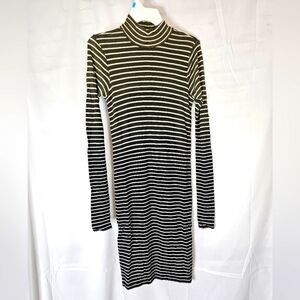 Atm Anthony Thomas Melillo sz XS black green dip dye ribbed mock neck dress NWT